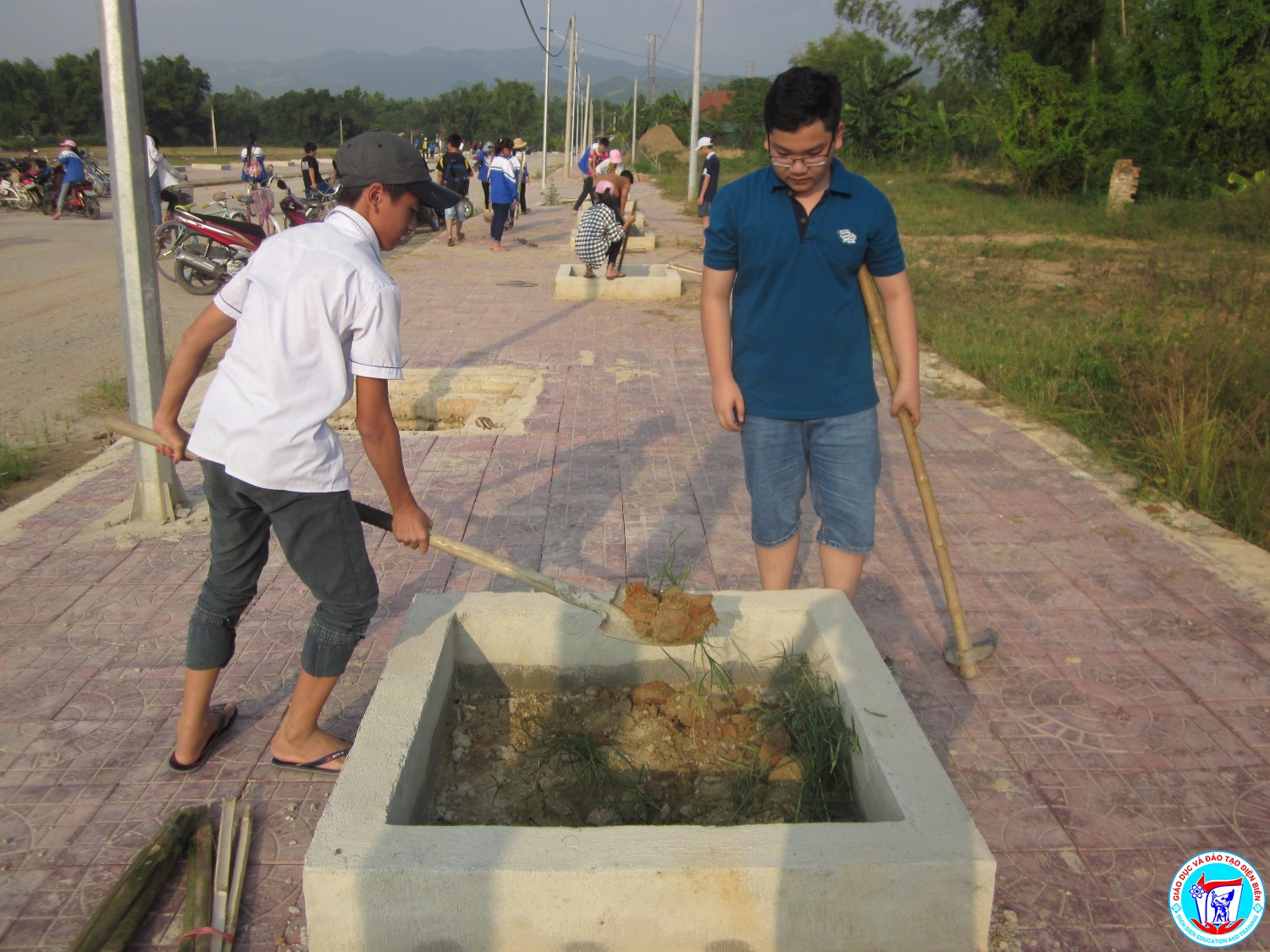 Thầy cô - HS tích cực tham gia trồng cây